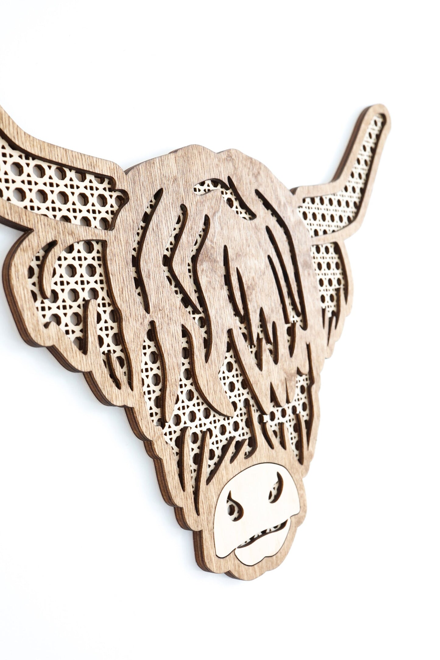 Laser Cut File | Highland Cow SVG | Rattan Highland Cow | Ranch house Decor | Boho Highland Cow | Boho Farmhouse Decor | Boho Ranch House |