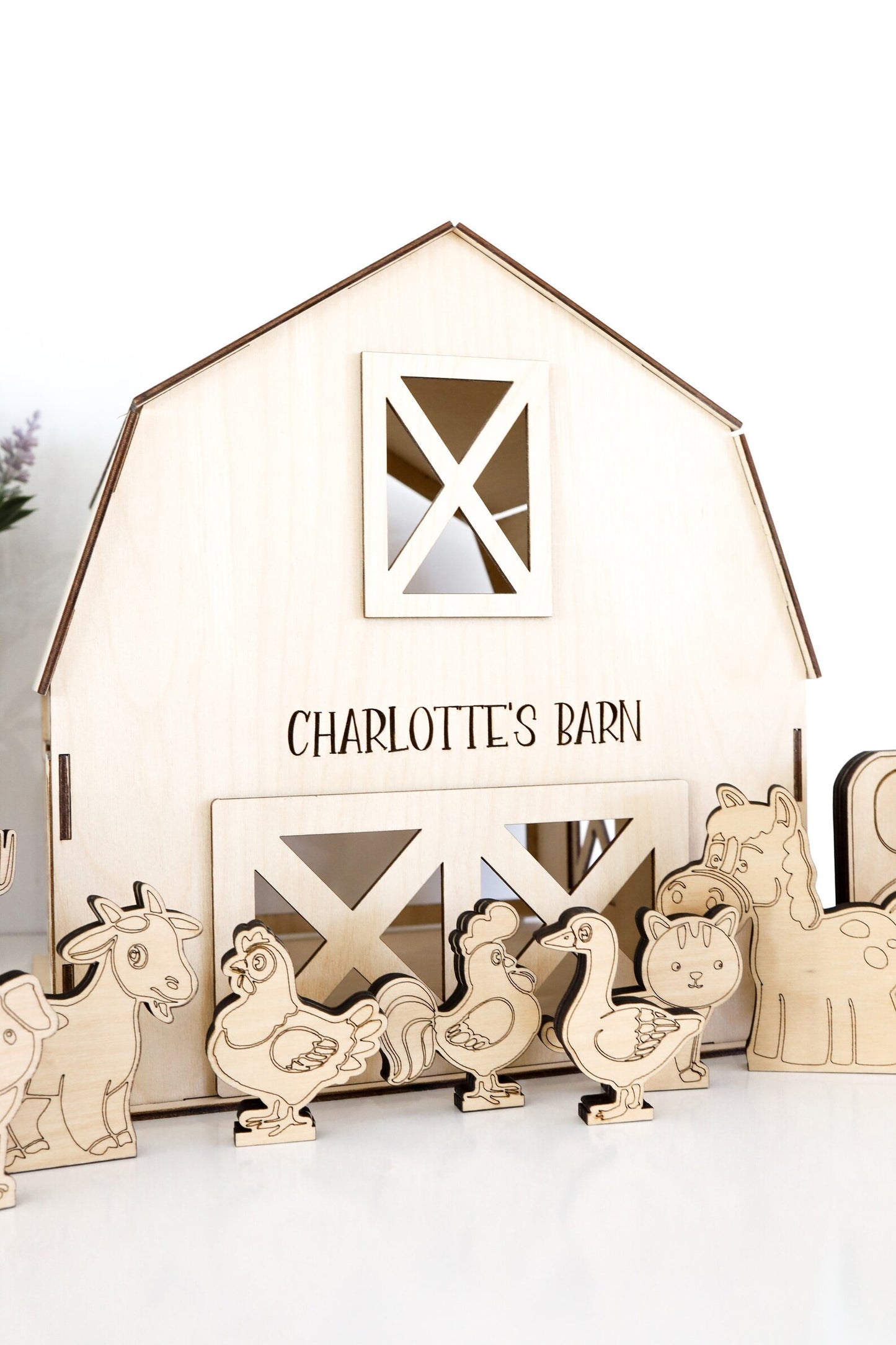 Laser Cut File | Super Cute Wood Toy Barn with Barn Yard Animals and Figures | Customized Barn SVG | Farm Yard | Spring Easter Child Gift