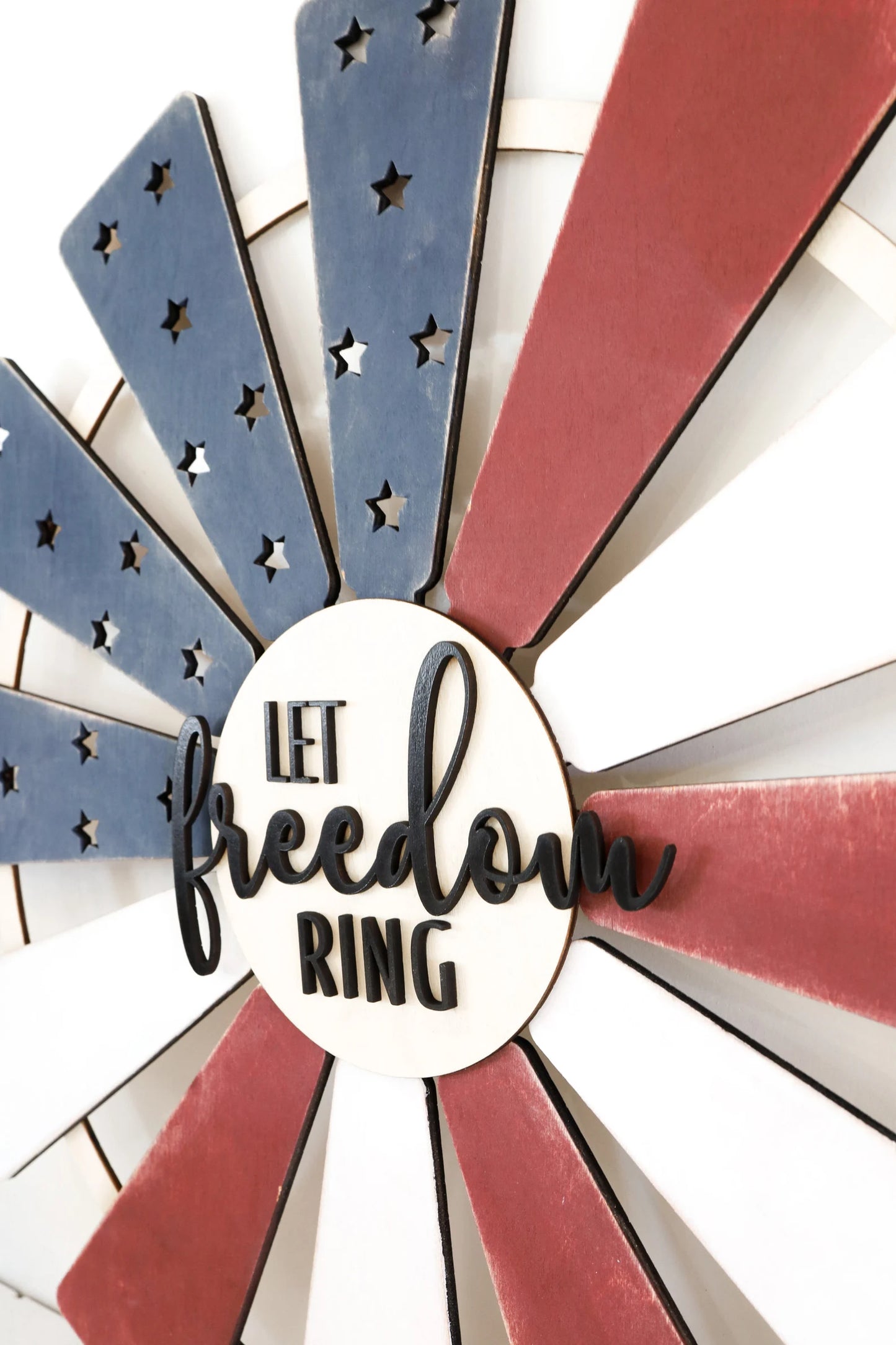 Laser Cut File | 4th of July Door Hanger | Fourth of July Windmill | Farmhouse 4th of July | Freedom | USA | Memorial Day