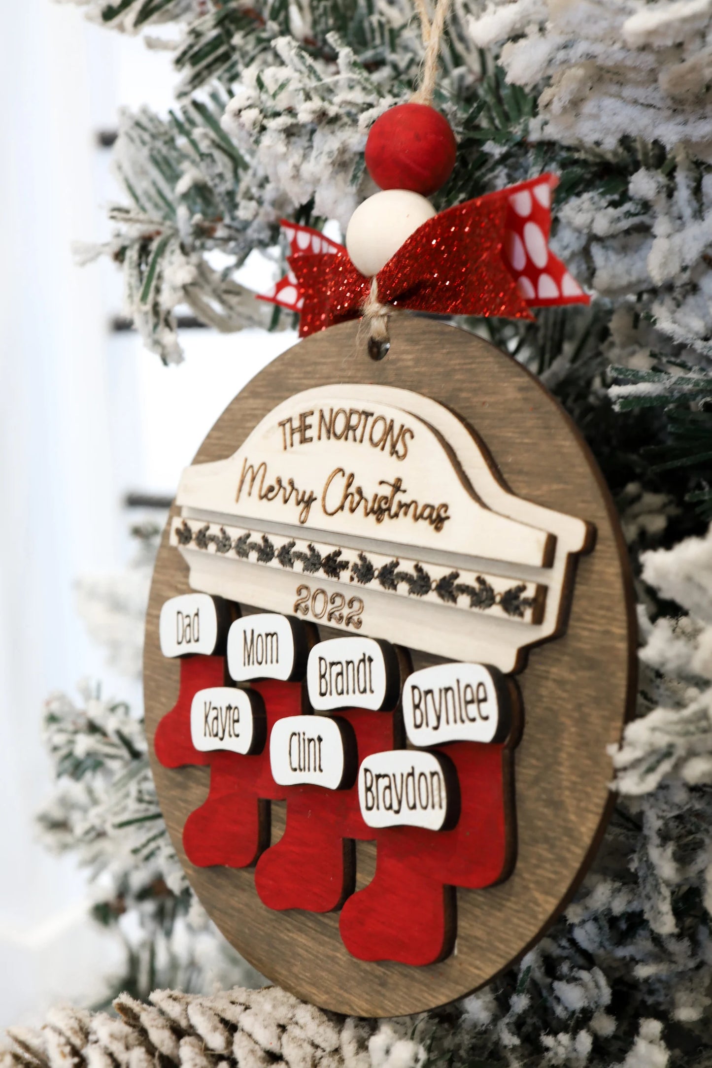 Customized 2023 Family Name Stocking Ornament Laser Cut Digital File | Fits 2-14 names | Christmas SVG | Personalized Ornament | Glowforge