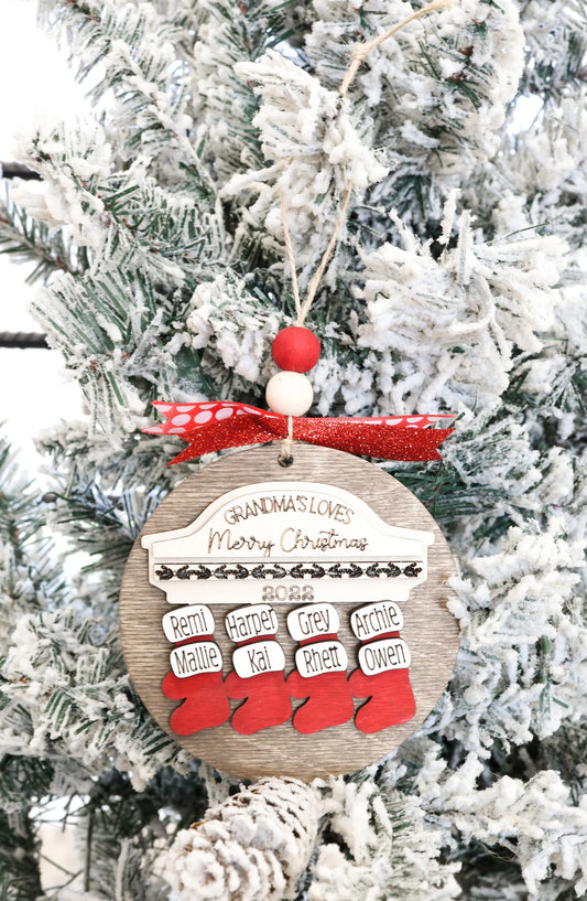Customized 2023 Family Name Stocking Ornament Laser Cut Digital File | Fits 2-14 names | Christmas SVG | Personalized Ornament | Glowforge