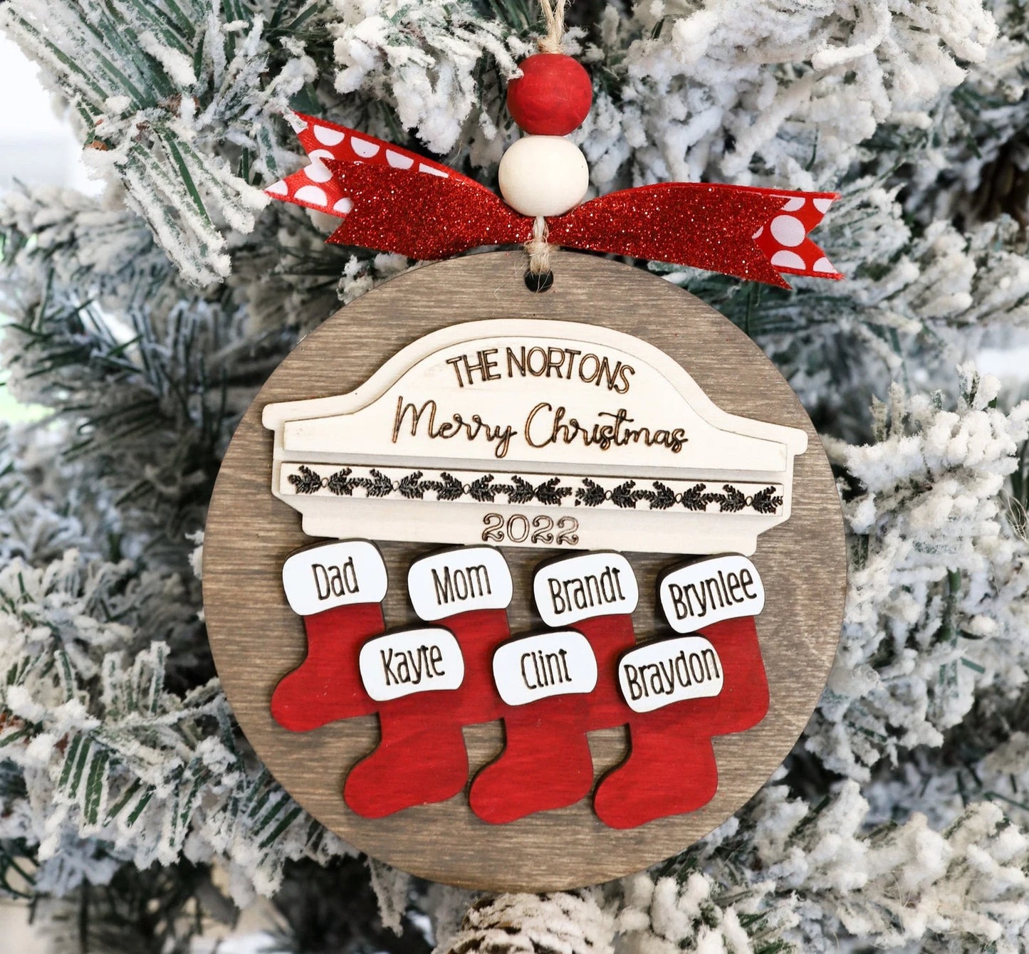 Customized 2023 Family Name Stocking Ornament Laser Cut Digital File | Fits 2-14 names | Christmas SVG | Personalized Ornament | Glowforge