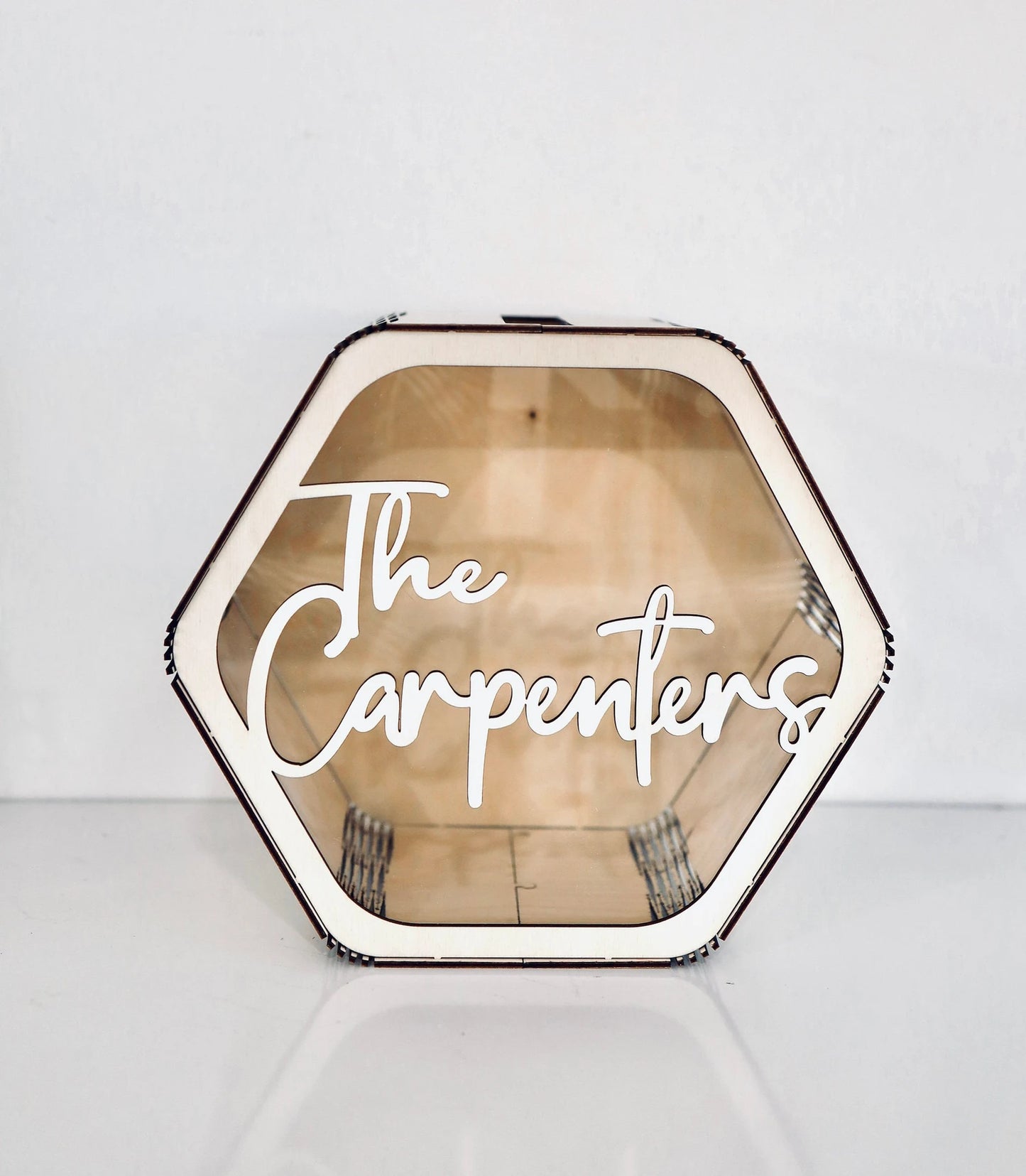 Customizable Hexagon Card Box Laser Cut Digital File | Wedding Card Holder | Gift Card Box | Mr. and Mrs. | Glowforge Size File