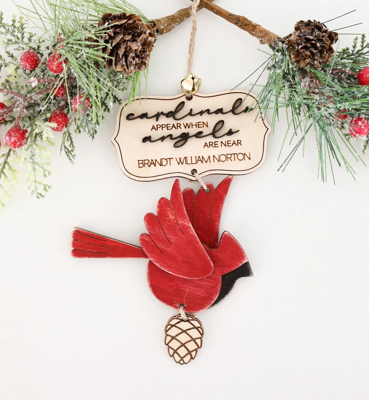Customizable Memorial Cardinal Christmas Ornament Laser Cut File | Memory Gift | Cute Cardinal Angel Christmas | Personalized | Glowforge