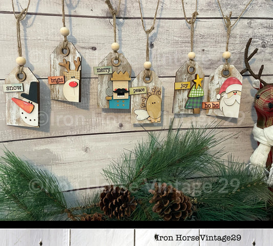 Christmas Gift Tags, Christmas Ornament, Holiday Home Decor - Reindeer, Snowman, Angel, Nutcracker, Farmhouse Style, Laser Ready, SVG File