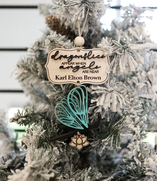 Dragonflies Appear When Angels Are Near Ornament Laser Cut File | Dragonfly Memorial Ornament | Memorial Charm | Memorial Gift | Glowforge