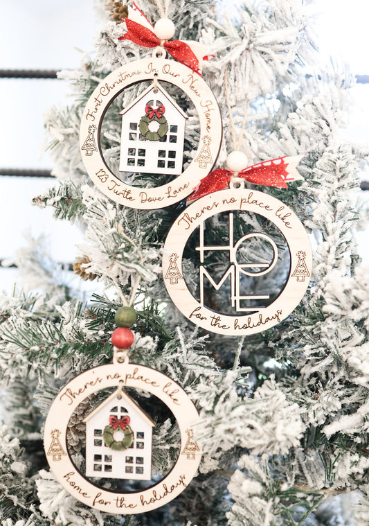 Updated 2023 Cute Home for the Holidays Ornament Laser Cut File | First Home Ornament | New Home Christmas | Our Home Ornament SVG | Glowforge