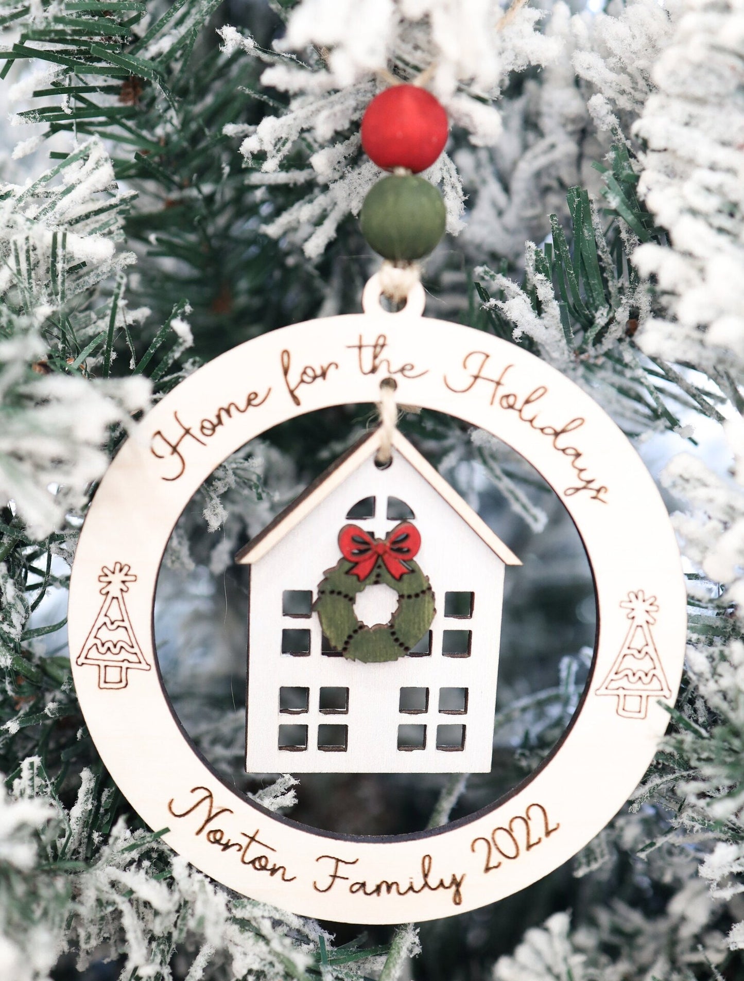 Updated 2023 Cute Home for the Holidays Ornament Laser Cut File | First Home Ornament | New Home Christmas | Our Home Ornament SVG | Glowforge