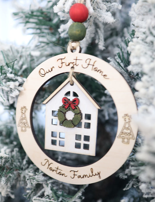 Updated 2023 Cute Home for the Holidays Ornament Laser Cut File | First Home Ornament | New Home Christmas | Our Home Ornament SVG | Glowforge