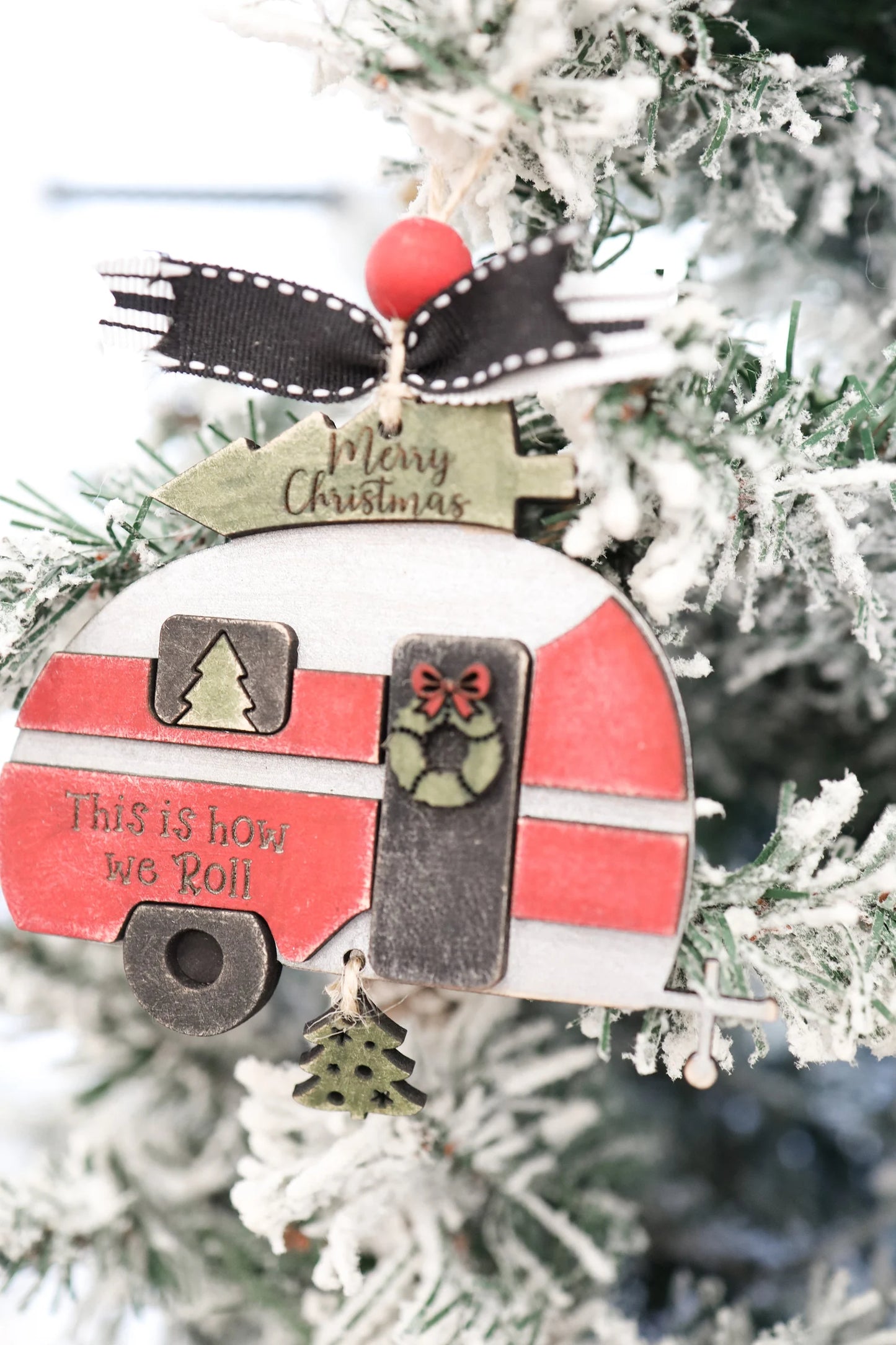 Cute Customizable Vintage RV Christmas Ornament Laser Cut Digital File | Vintage RV Charm | Funny RV Shitter's Full | Glowforge