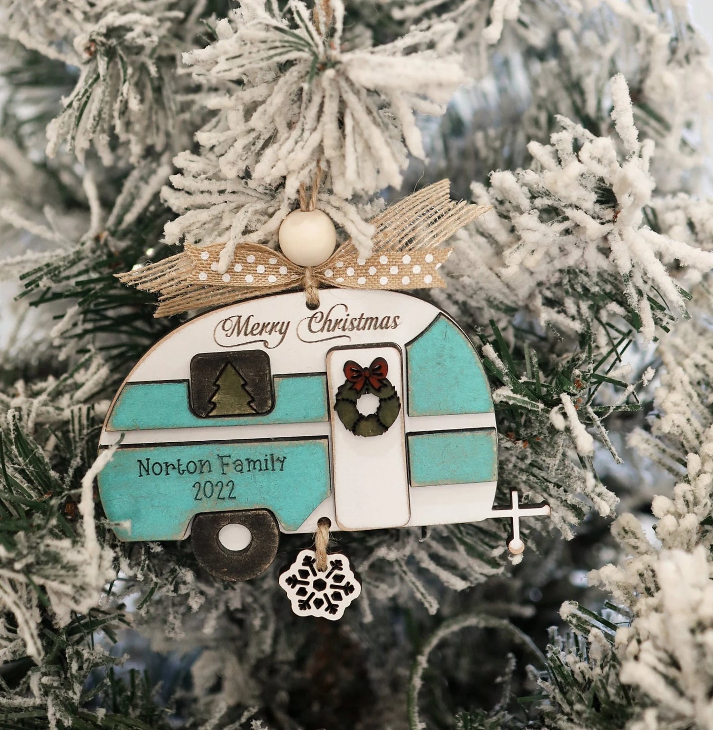 Cute Customizable Vintage RV Christmas Ornament Laser Cut Digital File | Vintage RV Charm | Funny RV Shitter's Full | Glowforge