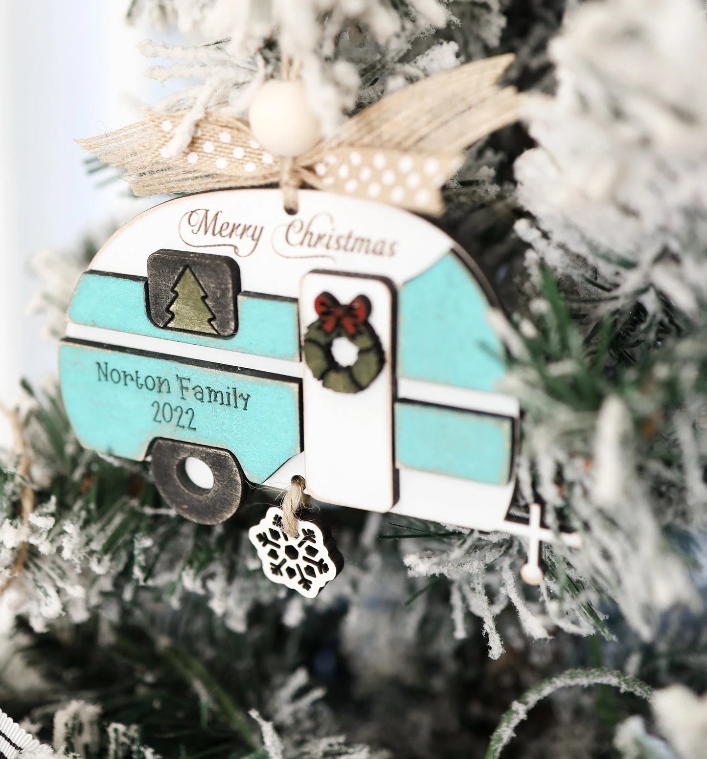 Cute Customizable Vintage RV Christmas Ornament Laser Cut Digital File | Vintage RV Charm | Funny RV Shitter's Full | Glowforge