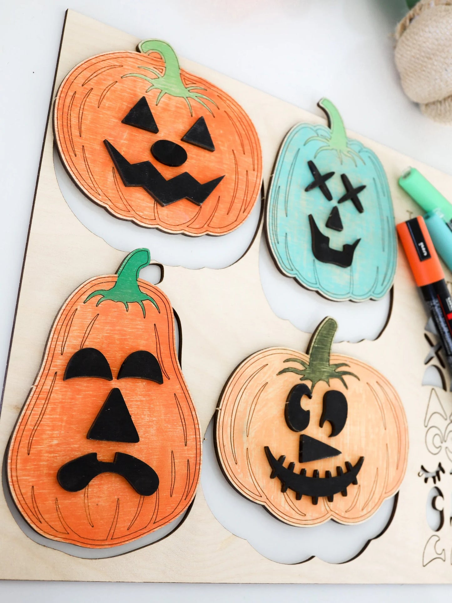 Build Your Own Jack-O-Lantern Laser Cut Digital File | Cute Halloween Activity For Kids | Interchangeable Pumpkin Fall Decor | Glowforge