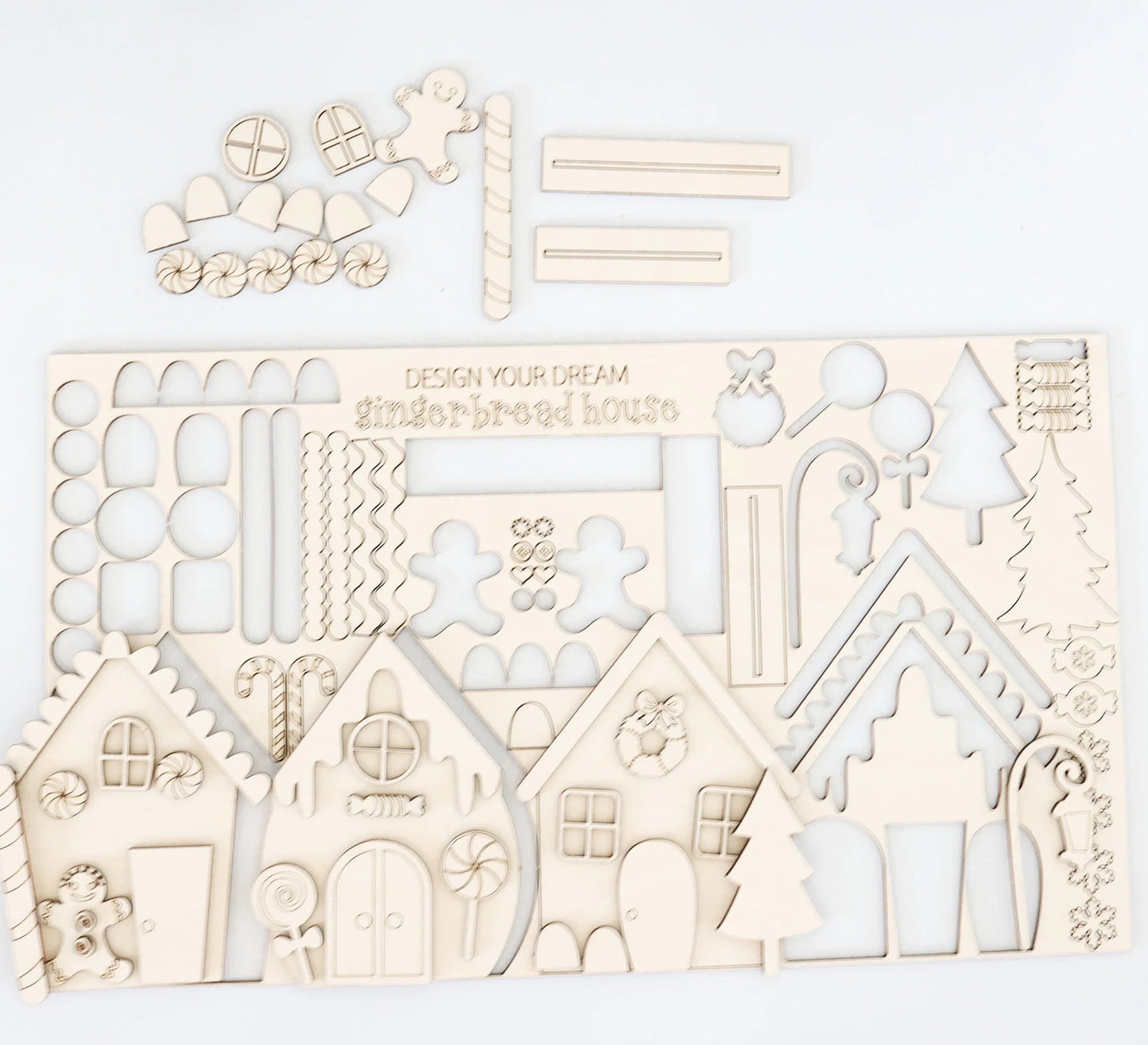 Interchangeable Design Your Own Gingerbread House Laser Cut Digital File | Pop Out Gingerbread House | Decorate Gingerbread | Glowforge