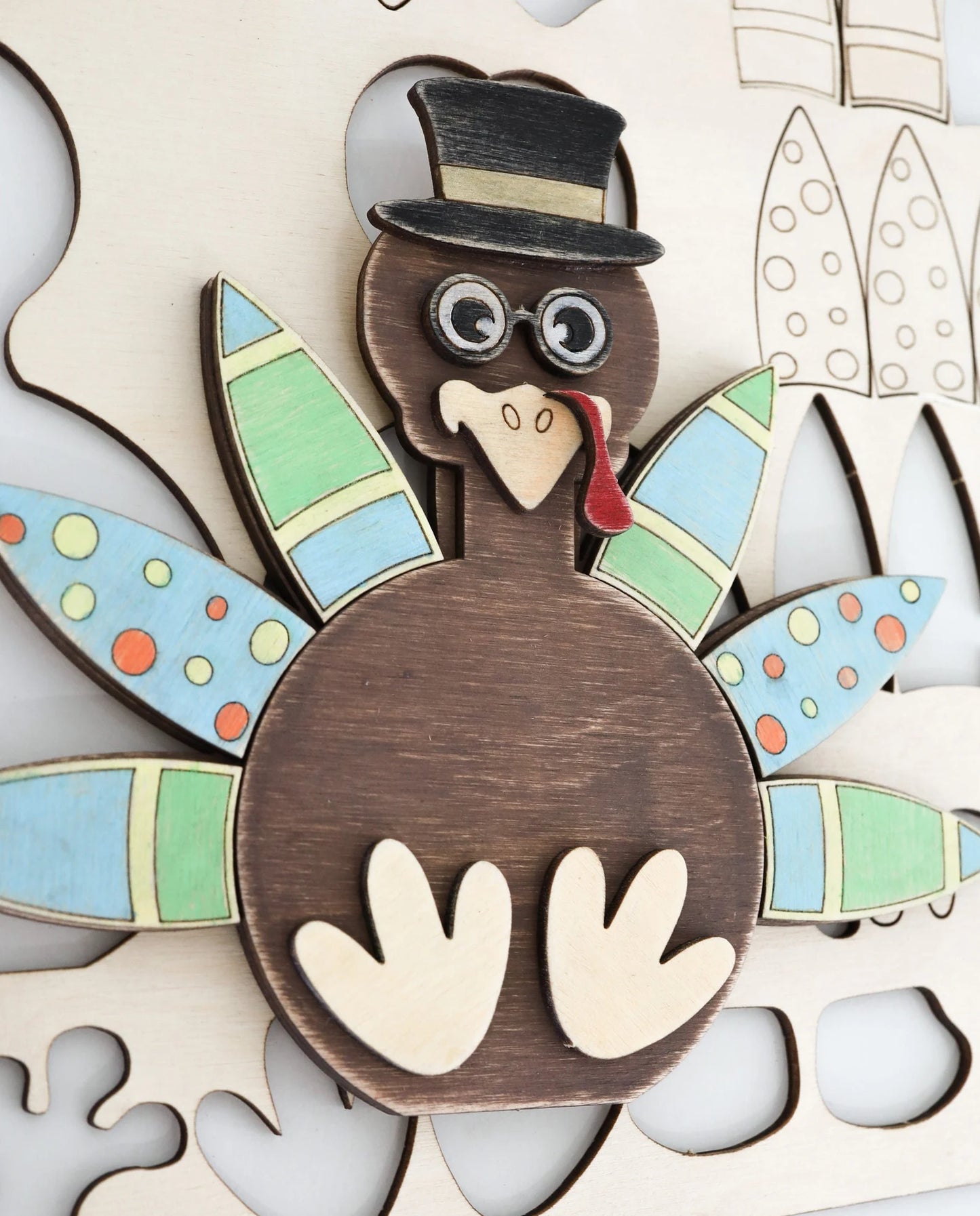 Interchangeable Dress Your Own Turkey Craft Laser Cut Digital File | Cute Thanksgiving Activity | Decor | Freestanding Turkey | Glowforge