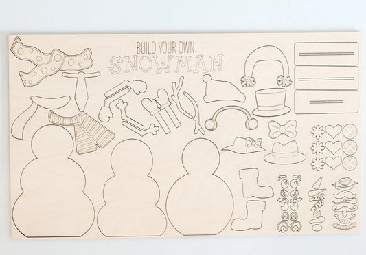 Interchangeable Build Your Own Snowman Laser Cut Digital File | Snowman Craft | Christmas Activity | Cute Snowman SVG | Glowforge