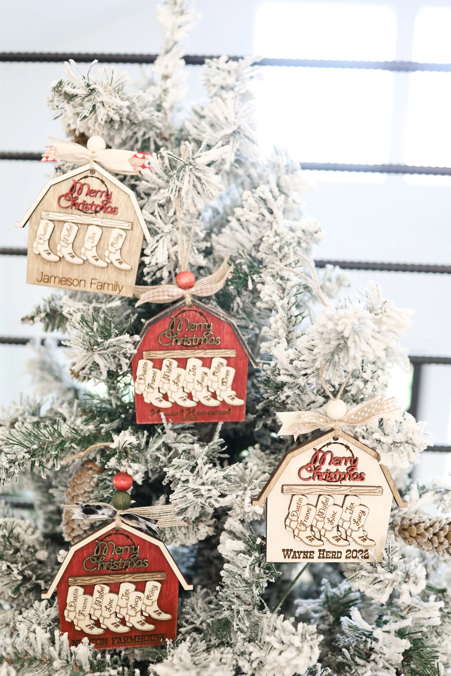 Customizable Cowboy Boot Family Stocking Names Ornament Laser Cut File | Cowboy Christmas Boot Ornament | Cute Boot Stockings | Glowforge