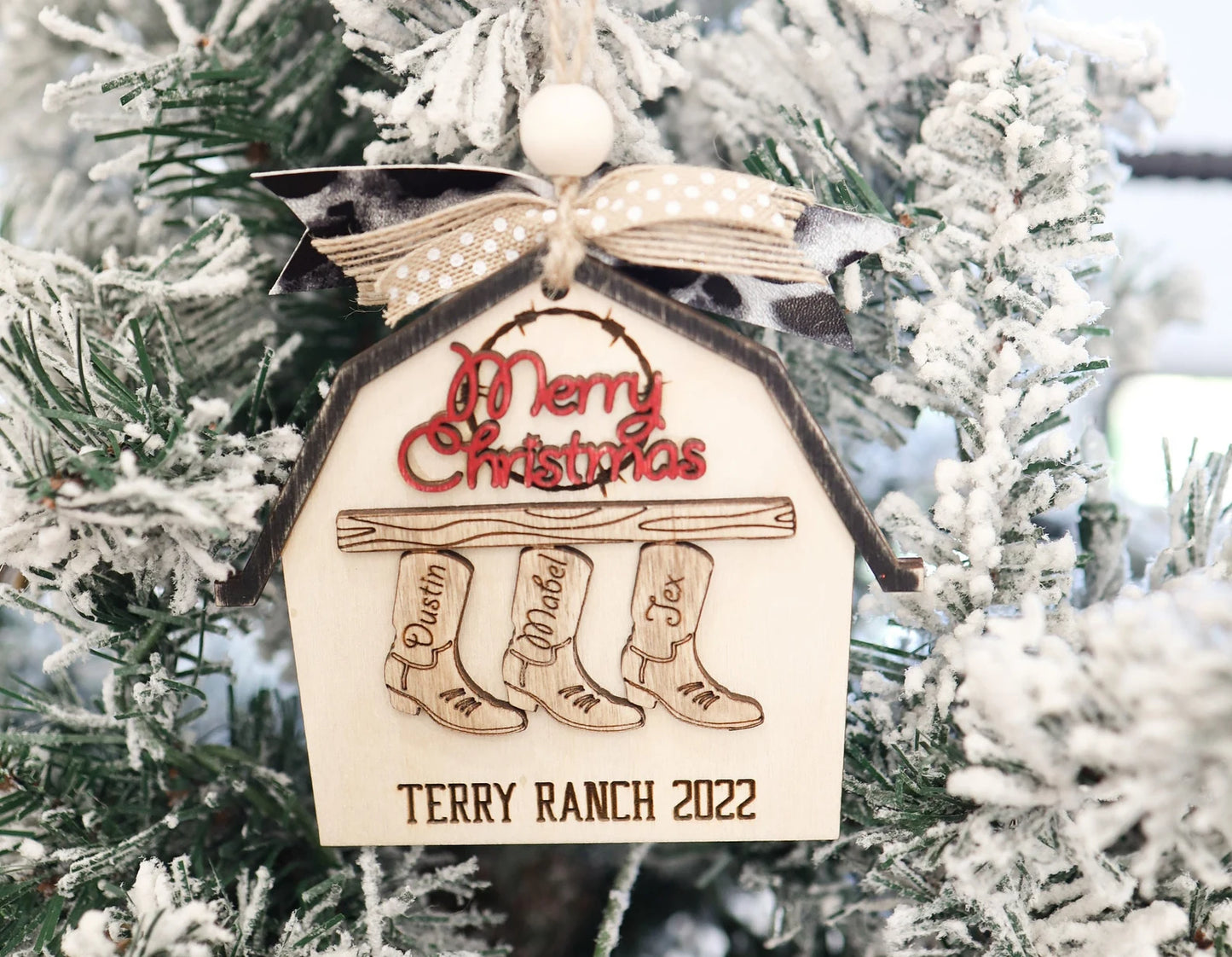 Customizable Cowboy Boot Family Stocking Names Ornament Laser Cut File | Cowboy Christmas Boot Ornament | Cute Boot Stockings | Glowforge