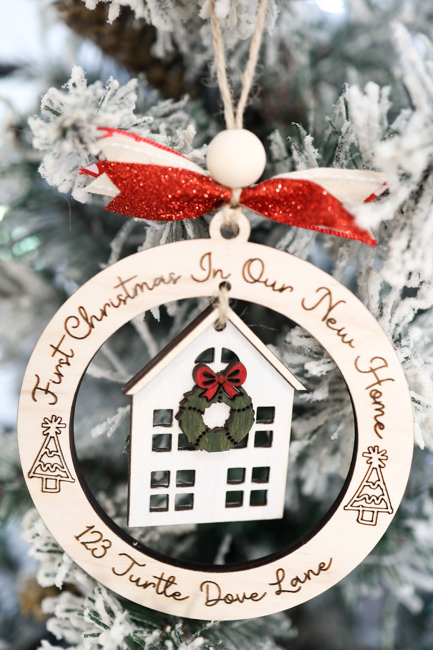 Updated 2023 Cute Home for the Holidays Ornament Laser Cut File | First Home Ornament | New Home Christmas | Our Home Ornament SVG | Glowforge