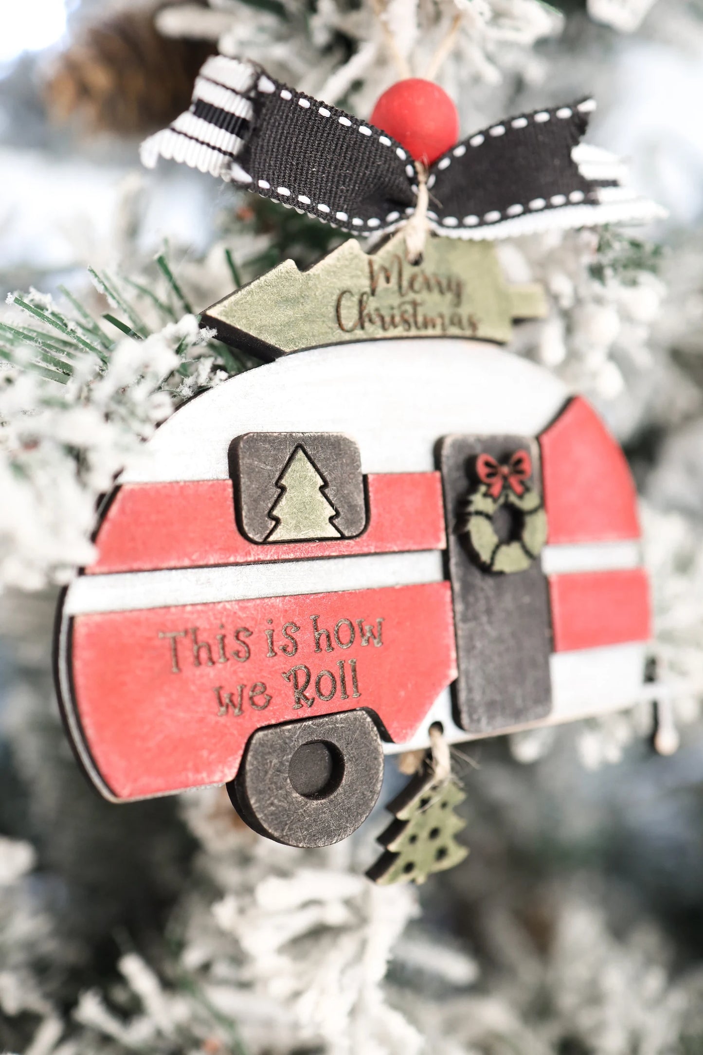 Cute Customizable Vintage RV Christmas Ornament Laser Cut Digital File | Vintage RV Charm | Funny RV Shitter's Full | Glowforge