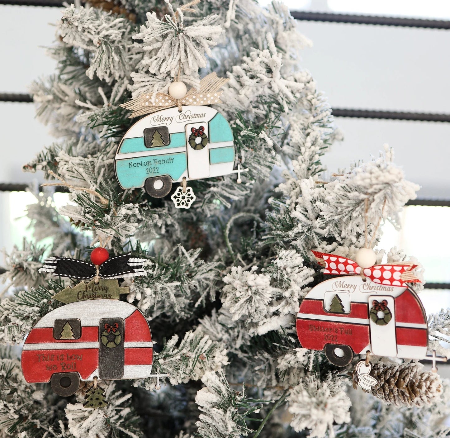 Cute Customizable Vintage RV Christmas Ornament Laser Cut Digital File | Vintage RV Charm | Funny RV Shitter's Full | Glowforge