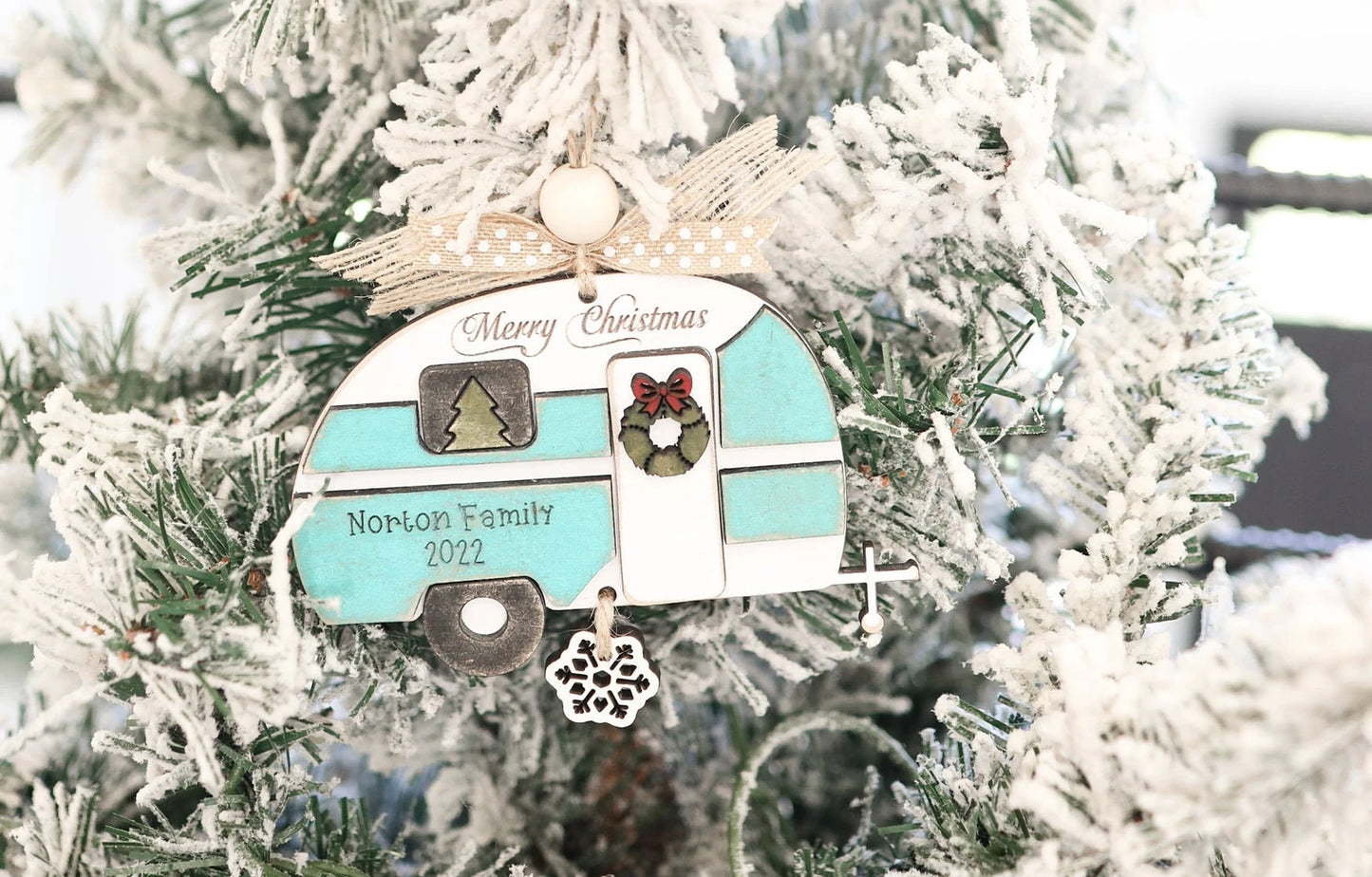 Cute Customizable Vintage RV Christmas Ornament Laser Cut Digital File | Vintage RV Charm | Funny RV Shitter's Full | Glowforge