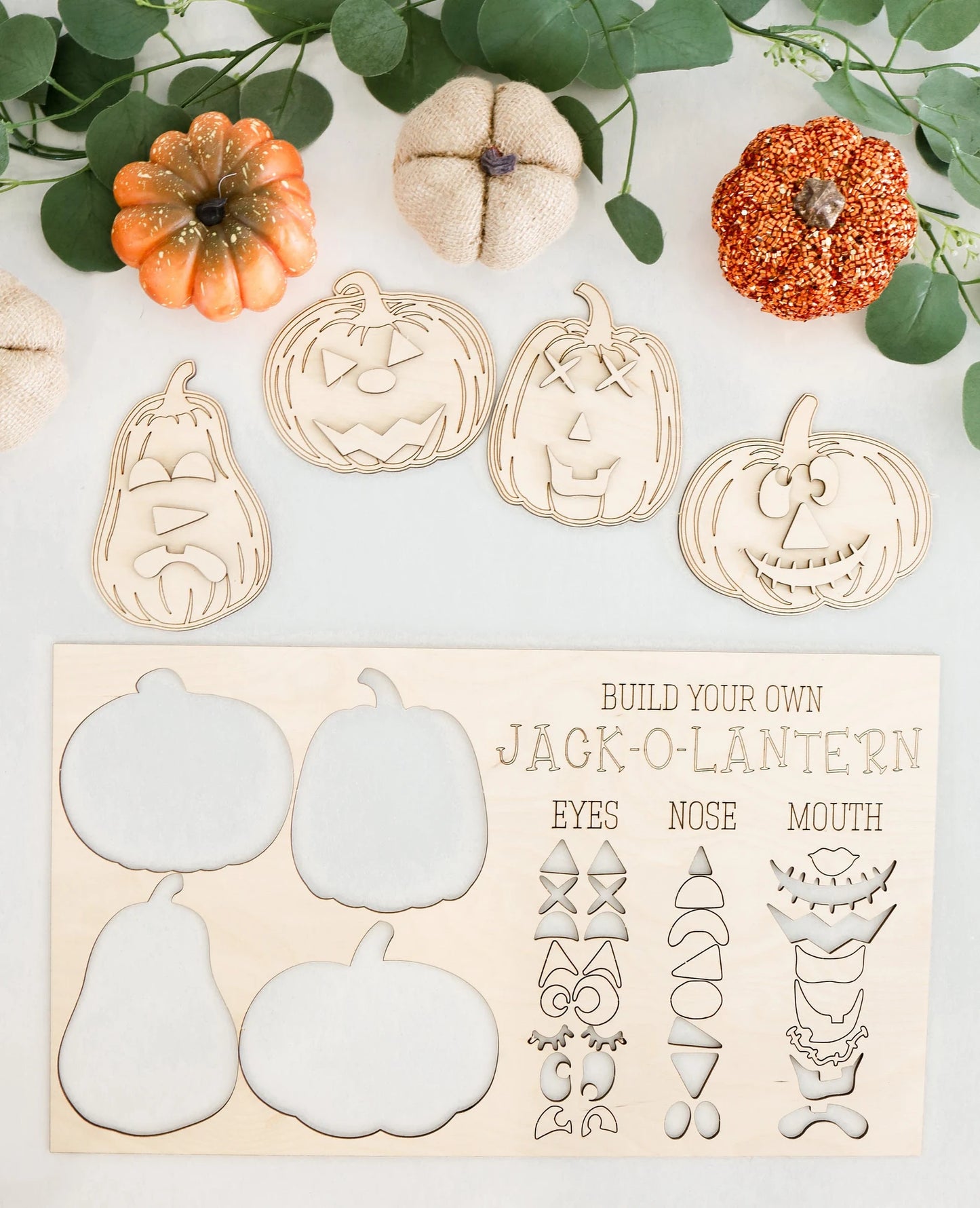 Build Your Own Jack-O-Lantern Laser Cut Digital File | Cute Halloween Activity For Kids | Interchangeable Pumpkin Fall Decor | Glowforge