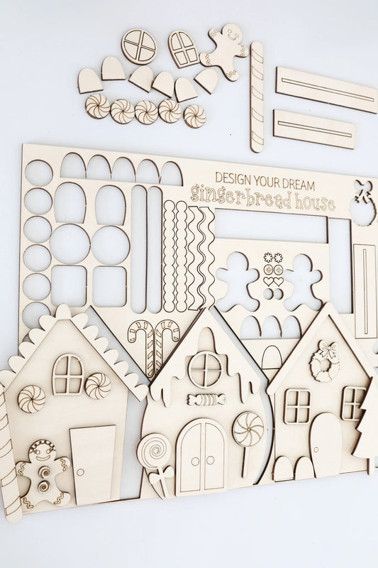 Interchangeable Design Your Own Gingerbread House Laser Cut Digital File | Pop Out Gingerbread House | Decorate Gingerbread | Glowforge