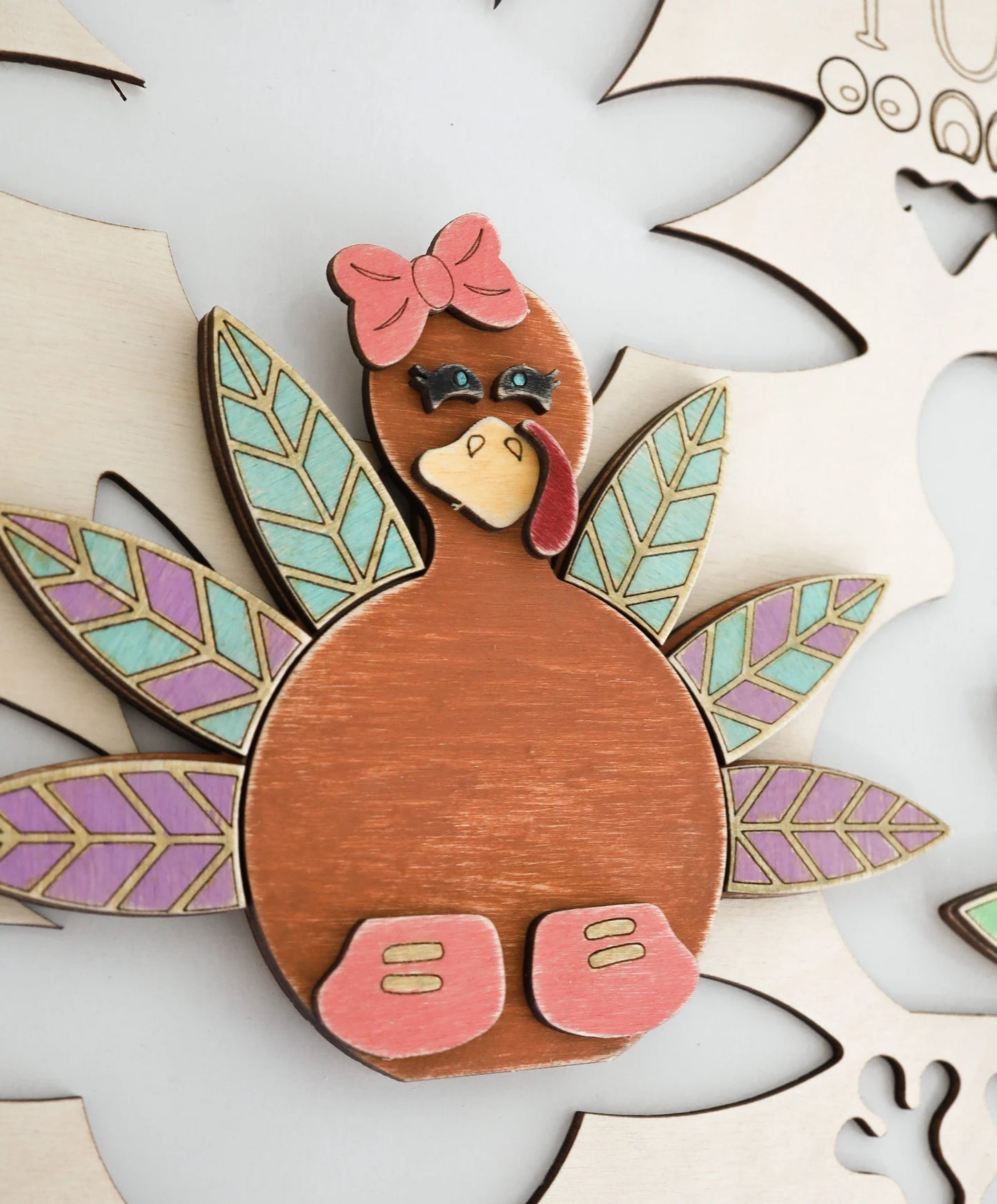 Interchangeable Dress Your Own Turkey Craft Laser Cut Digital File | Cute Thanksgiving Activity | Decor | Freestanding Turkey | Glowforge