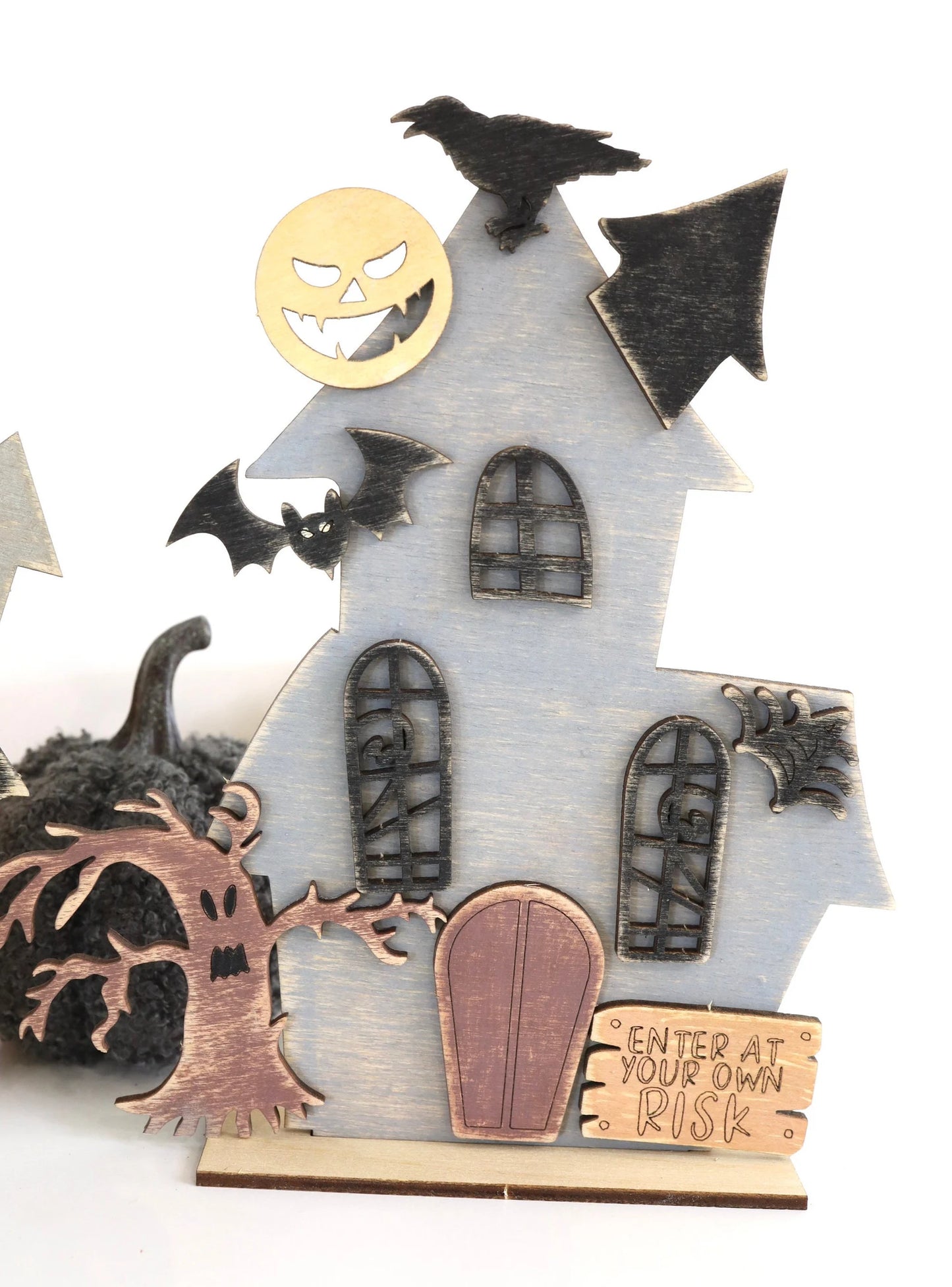 Spook Your Own Haunted House Laser Cut File | Interchangeable Haunted House Craft | Cute Halloween Activity | Paint Kit | SVG | Glowforge