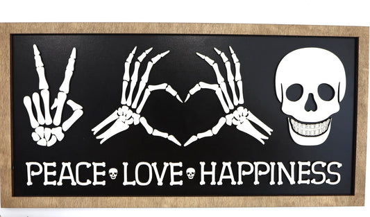 Fright This Way and Peace Love Happiness Skeleton Halloween Laser Cut Digital File | Cute Halloween Sign | Boho Haunted House | Glowforge