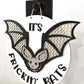 It's Frickin' Bats Rattan Bat Halloween Sign With Stand Laser Cut File | Cute Halloween Sign With Vintage Post Stand | Halloween | Glowforge