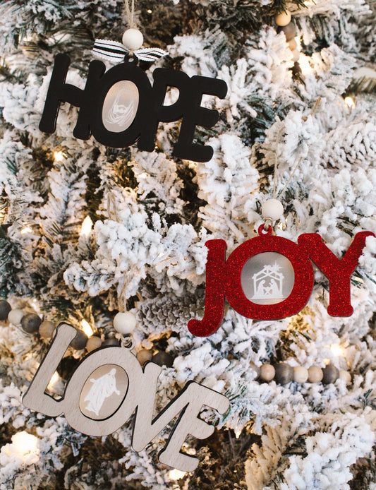 Hope, Love, and Joy Laser Digital Cut File | Wood and Acrylic SVG | Christmas Ornament SVG | Christ Christmas Ornament Digital File | Christmas Laser Cut File