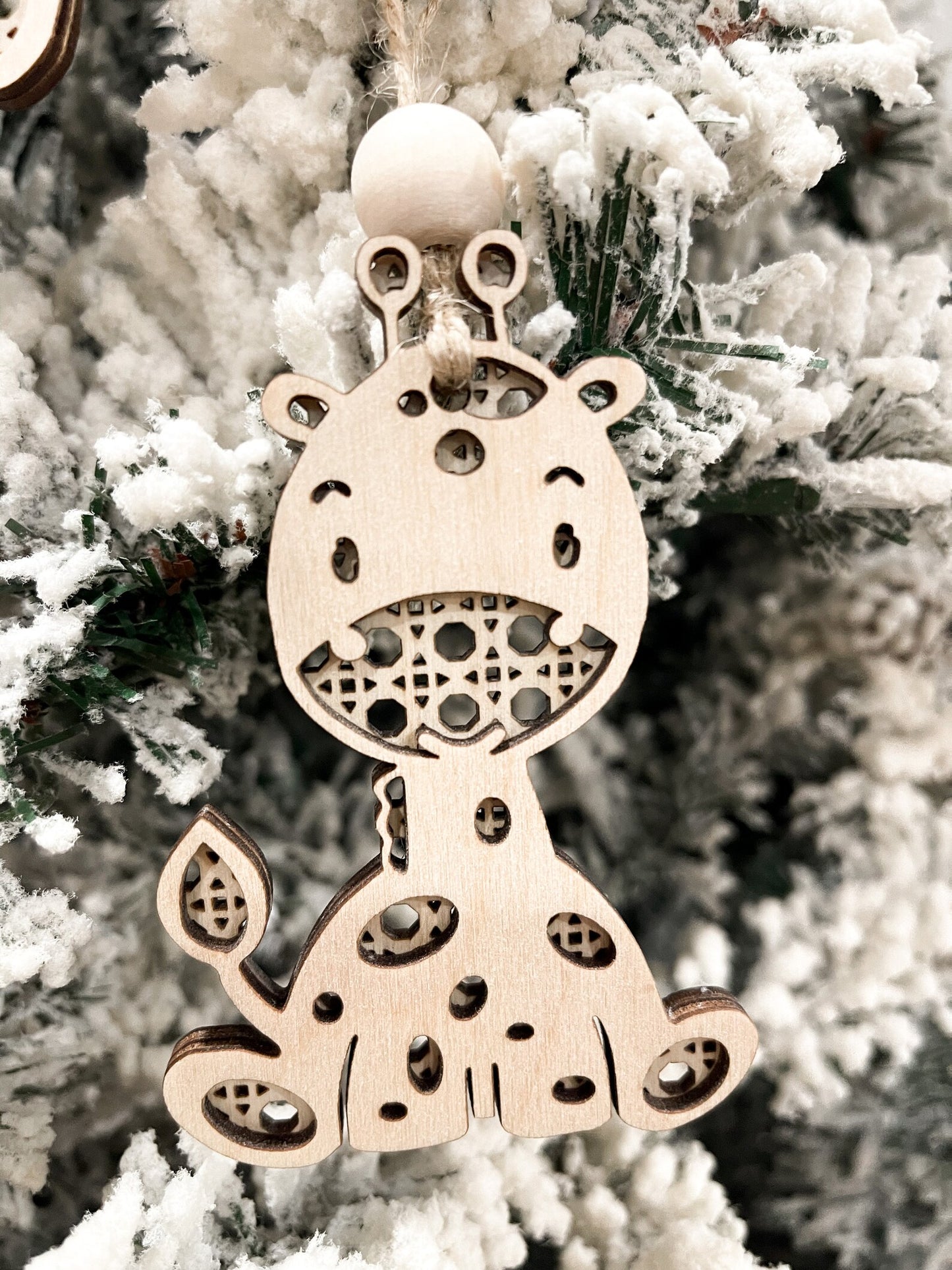 Cute Rattan Lion, Elephant, Giraffe, Monkey, Tiger Ornament Charms Laser Cut File | Scandinavian Christmas | Boho Car Charms | Glowforge