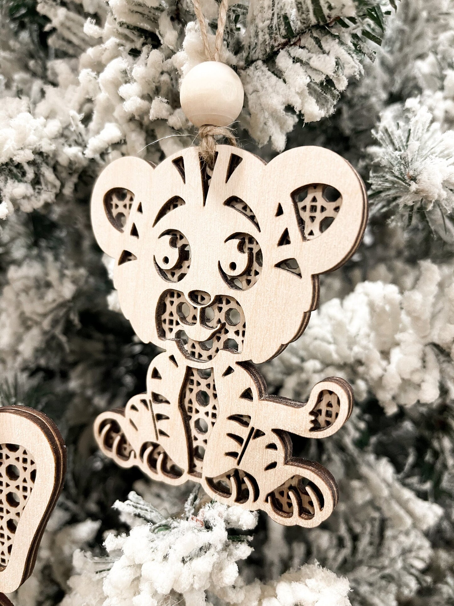 Cute Rattan Lion, Elephant, Giraffe, Monkey, Tiger Ornament Charms Laser Cut File | Scandinavian Christmas | Boho Car Charms | Glowforge