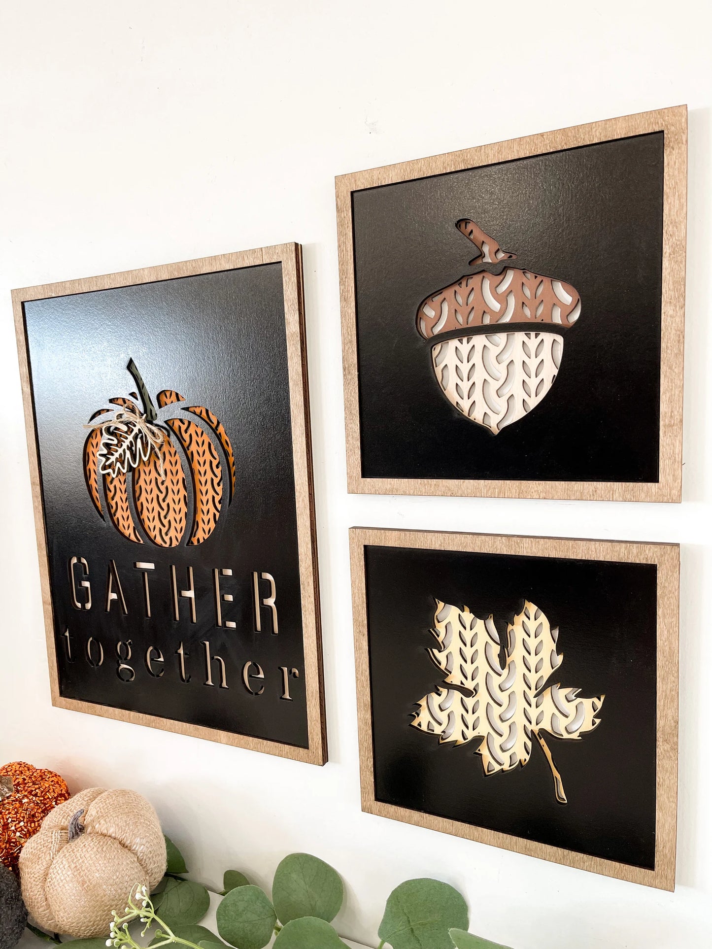 Gather Together Fall Sweater Pattern Pumpkin, Acorn, Leaf Laser Cut Digital File | Cute Fall Decor | Sweater SVG | Thanksgiving | Glowforge