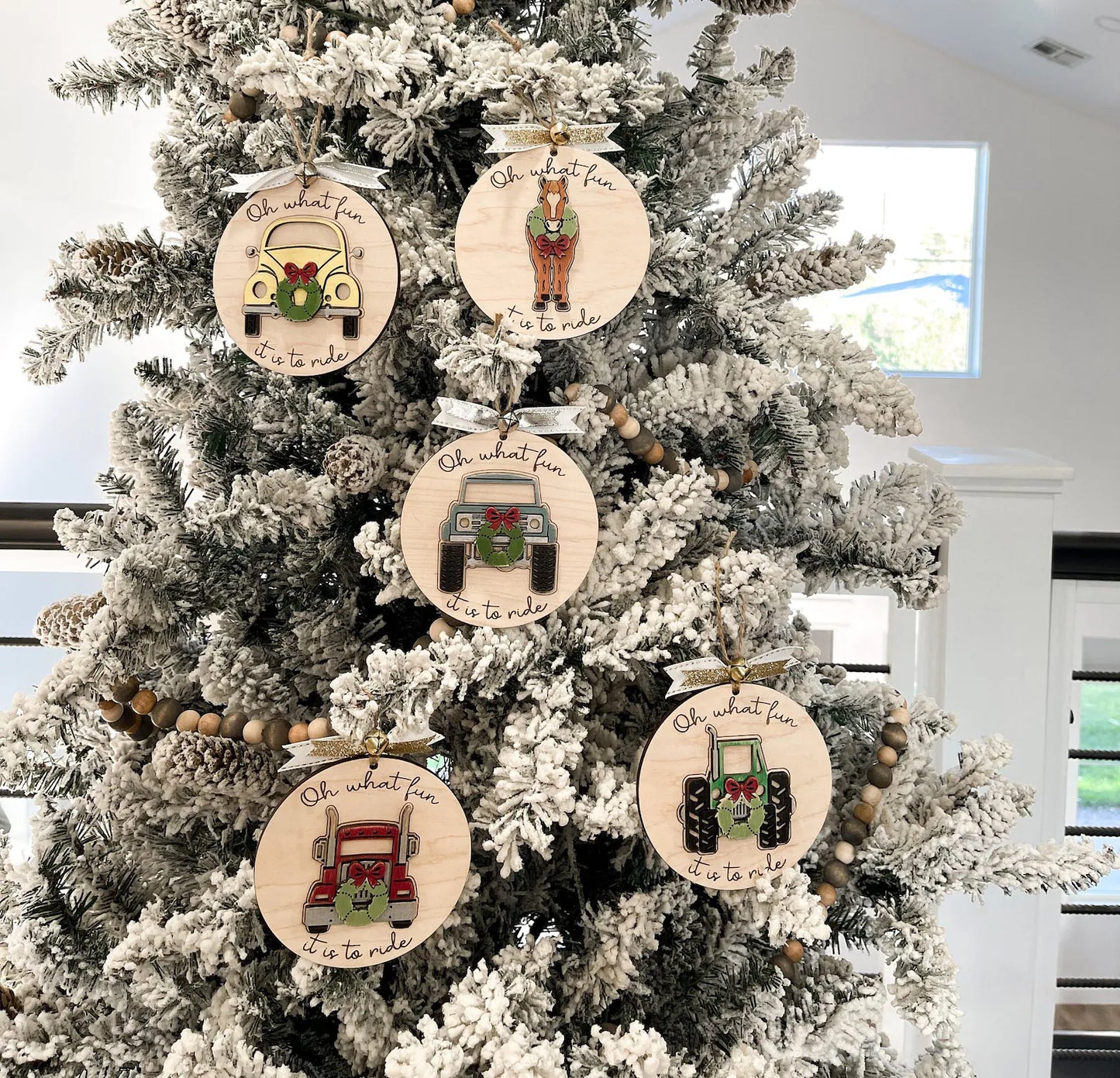 Oh What Fun It Is To Ride 4x4, Semi Truck, Bug, Tractor, Horse Christmas Ornament Laser Cut File | Cute Off Road Manly Christmas | Glowforge