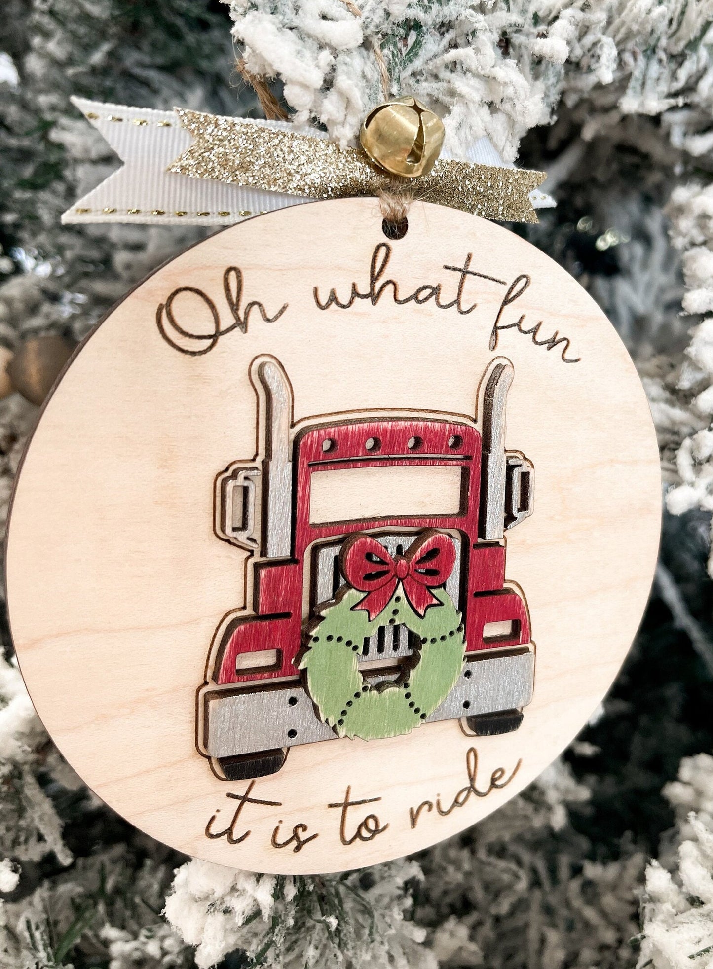 Oh What Fun It Is To Ride 4x4, Semi Truck, Bug, Tractor, Horse Christmas Ornament Laser Cut File | Cute Off Road Manly Christmas | Glowforge