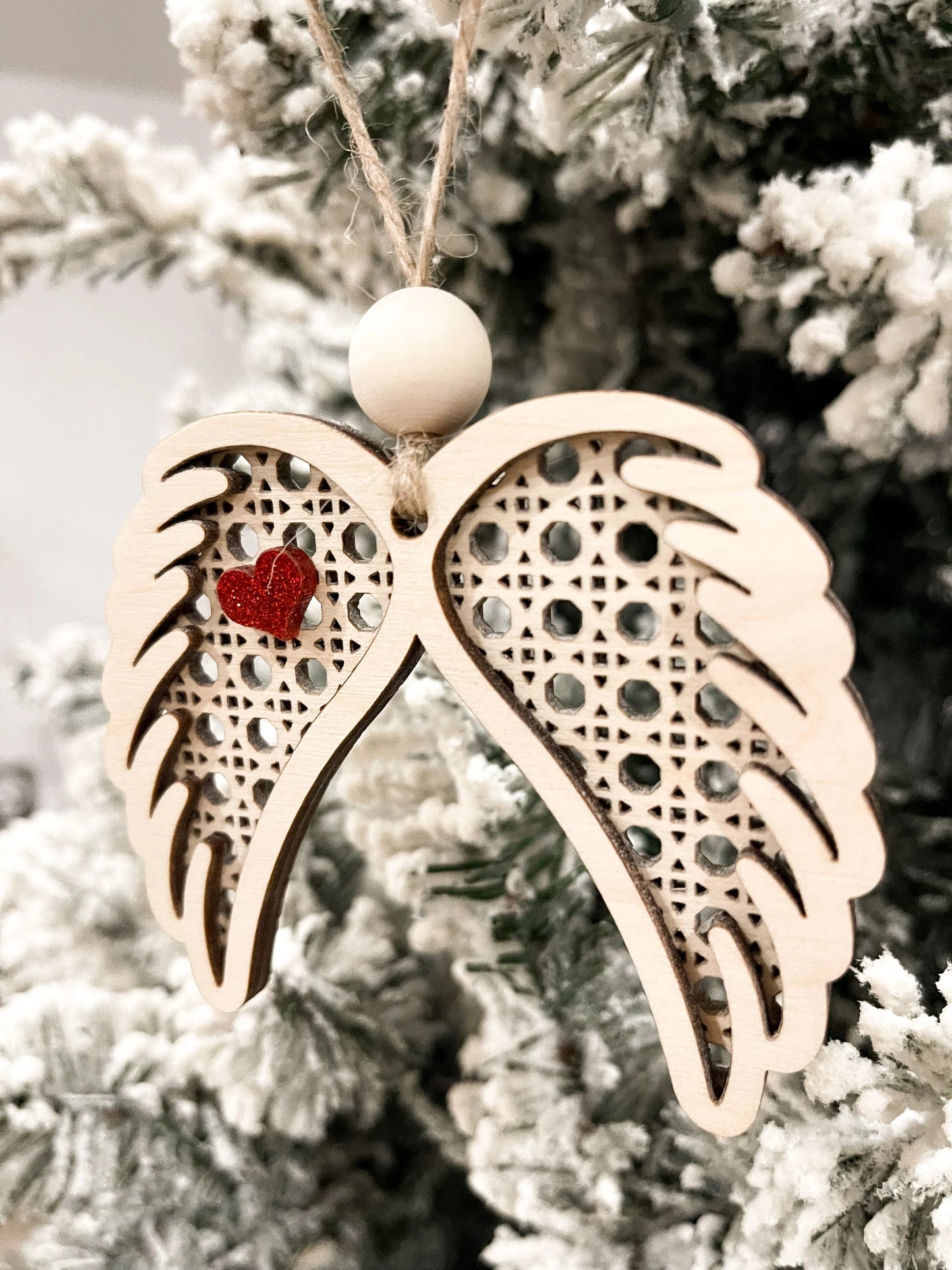 Rattan Memorial Angel Wing Charm Ornament Laser Cut Digital File | Angel Wing Christmas Ornament or Car Charm | Memorial Gift | Glowforge