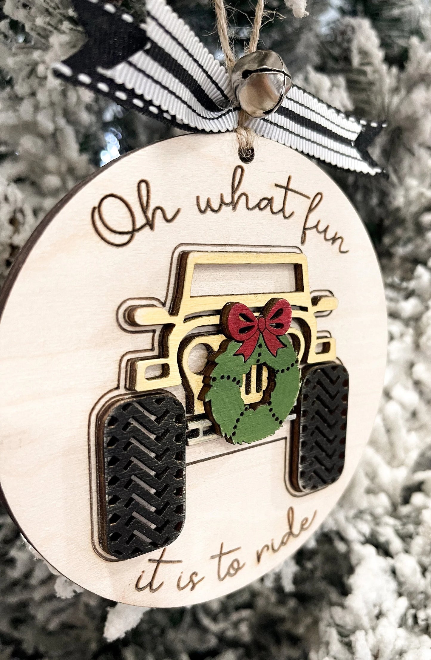 Oh What Fun It Is To Ride ATV, Motorcycle, Snowmobile, UTV, Golf Cart, Bike, Boat, Jet Ski, 4x4 Christmas Ornament Laser File | Glowforge