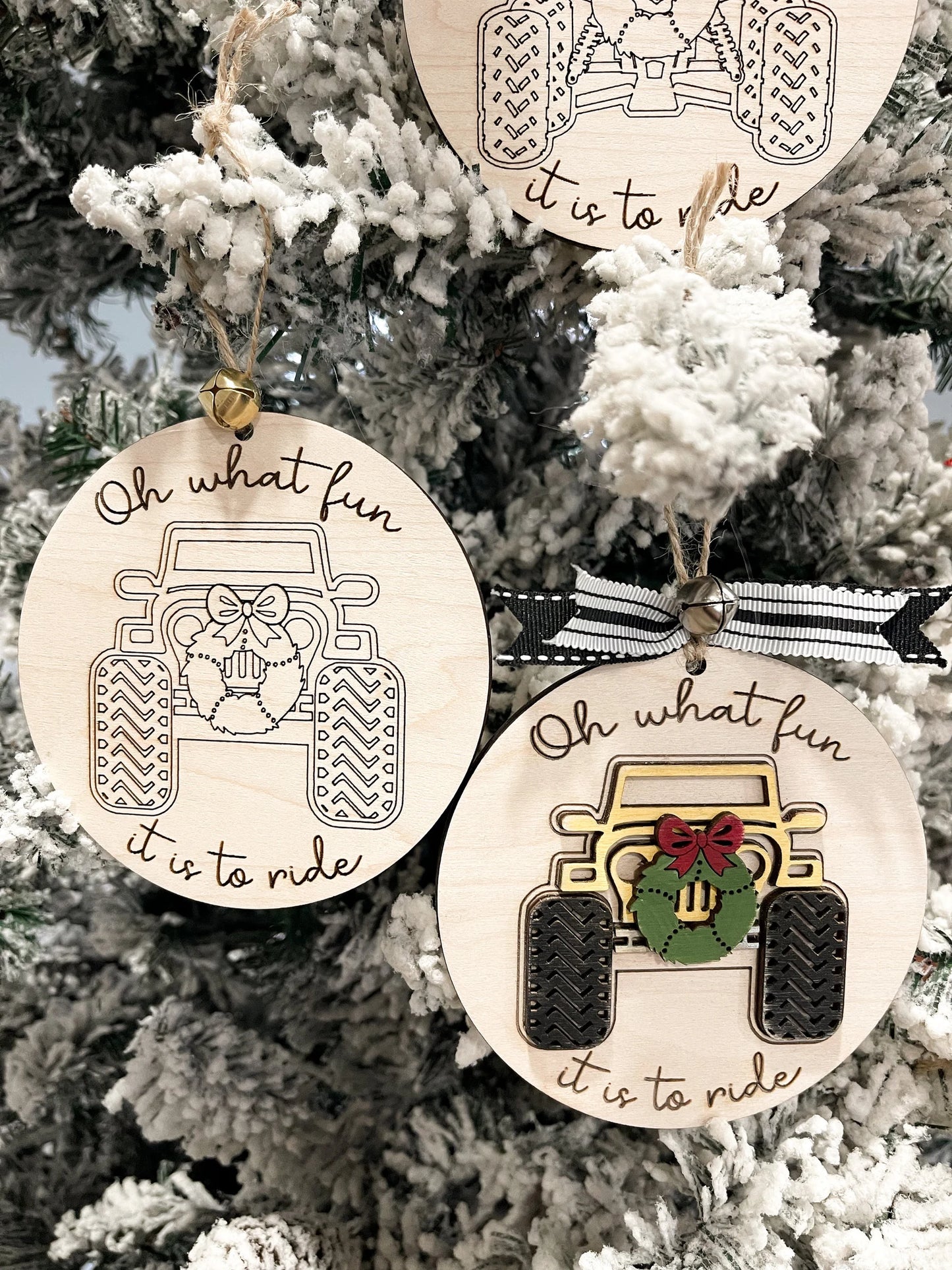 Oh What Fun It Is To Ride ATV, Motorcycle, Snowmobile, UTV, Golf Cart, Bike, Boat, Jet Ski, 4x4 Christmas Ornament Laser File | Glowforge