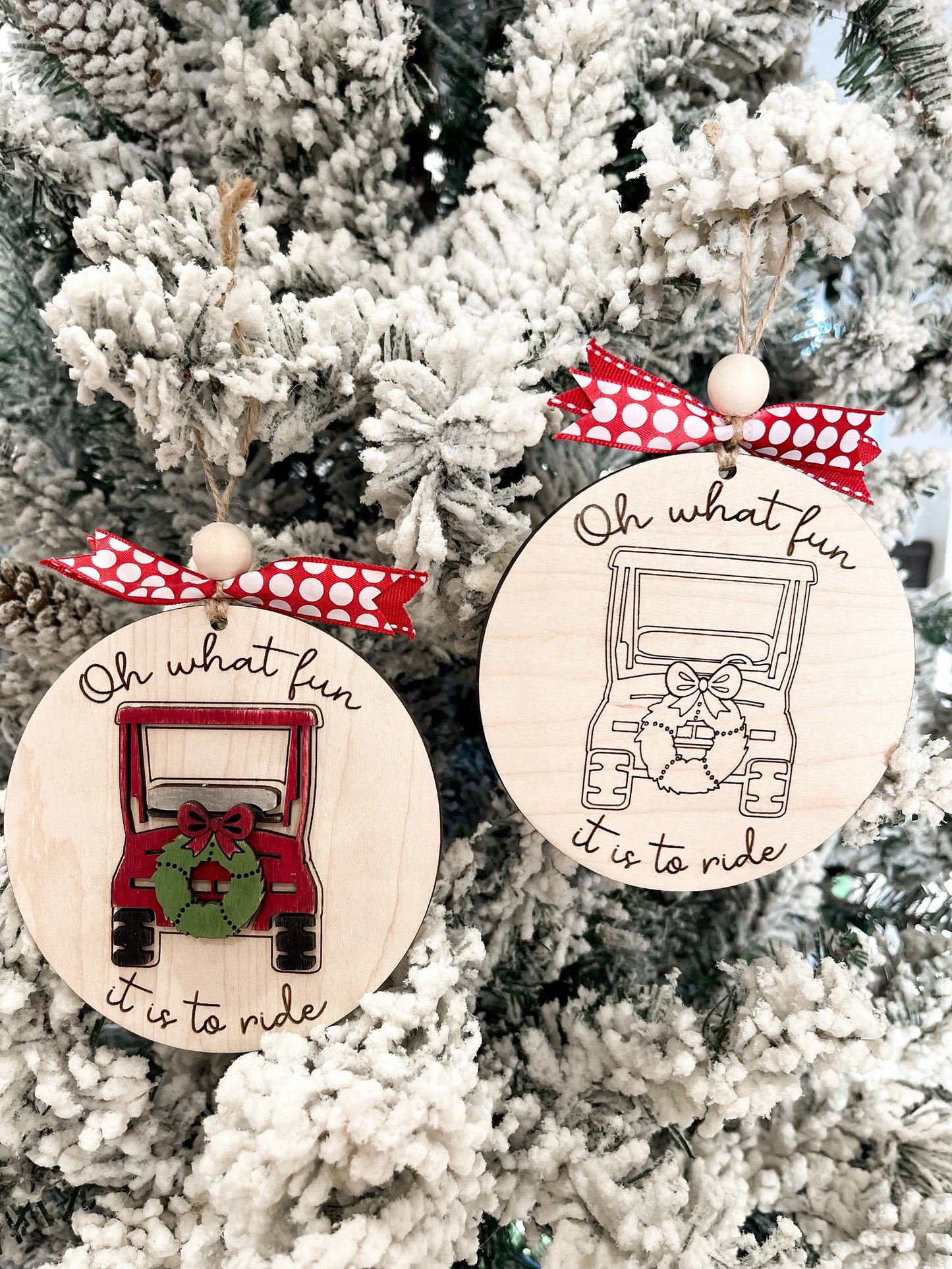 Oh What Fun It Is To Ride ATV, Motorcycle, Snowmobile, UTV, Golf Cart, Bike, Boat, Jet Ski, 4x4 Christmas Ornament Laser File | Glowforge