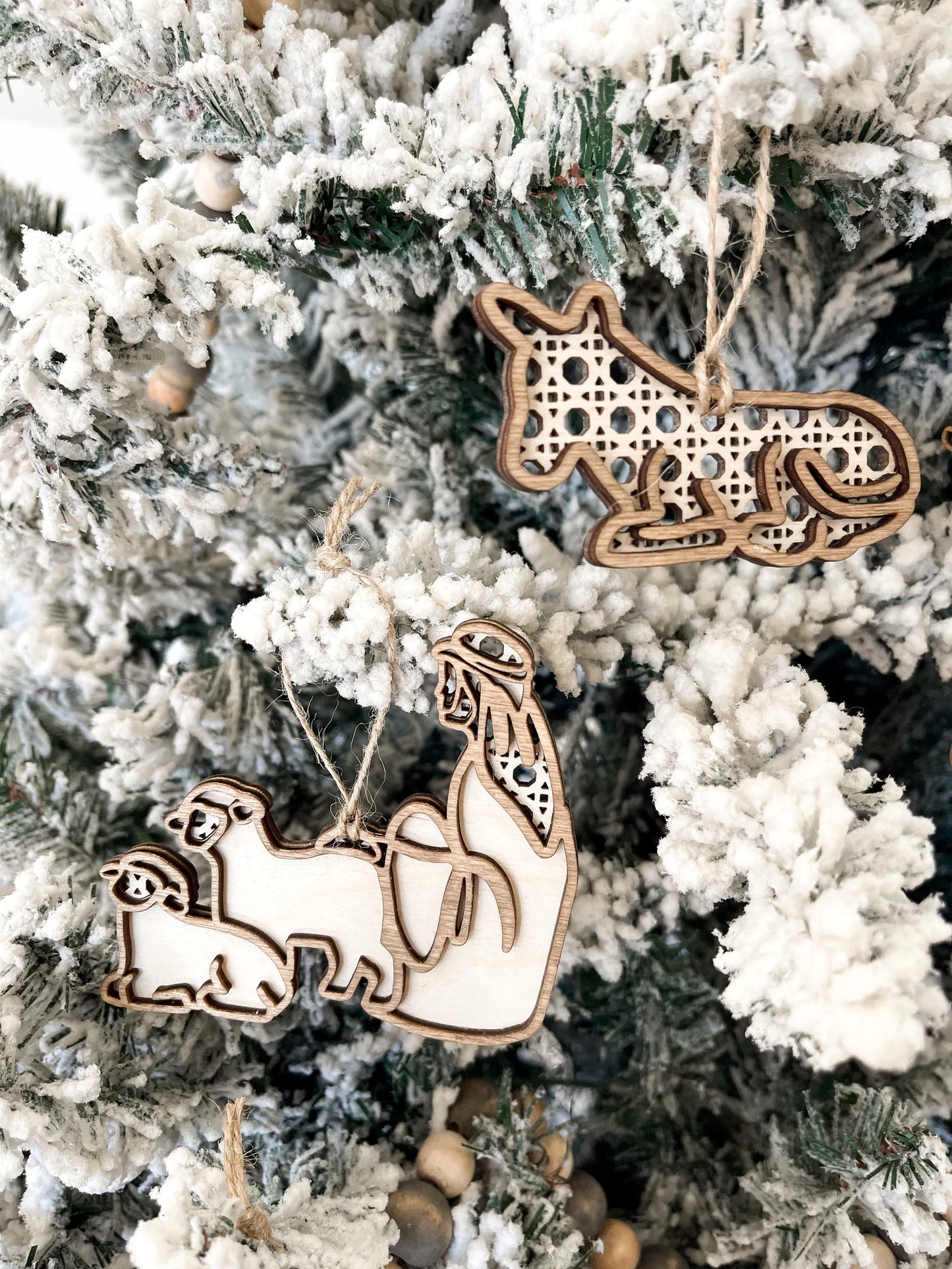 Rattan Nativity Christmas Tree Ornaments Laser Cut Digital File | 14 Ornaments | Boho Christmas Decor | Boho Nativity | Jesus | Glowforge