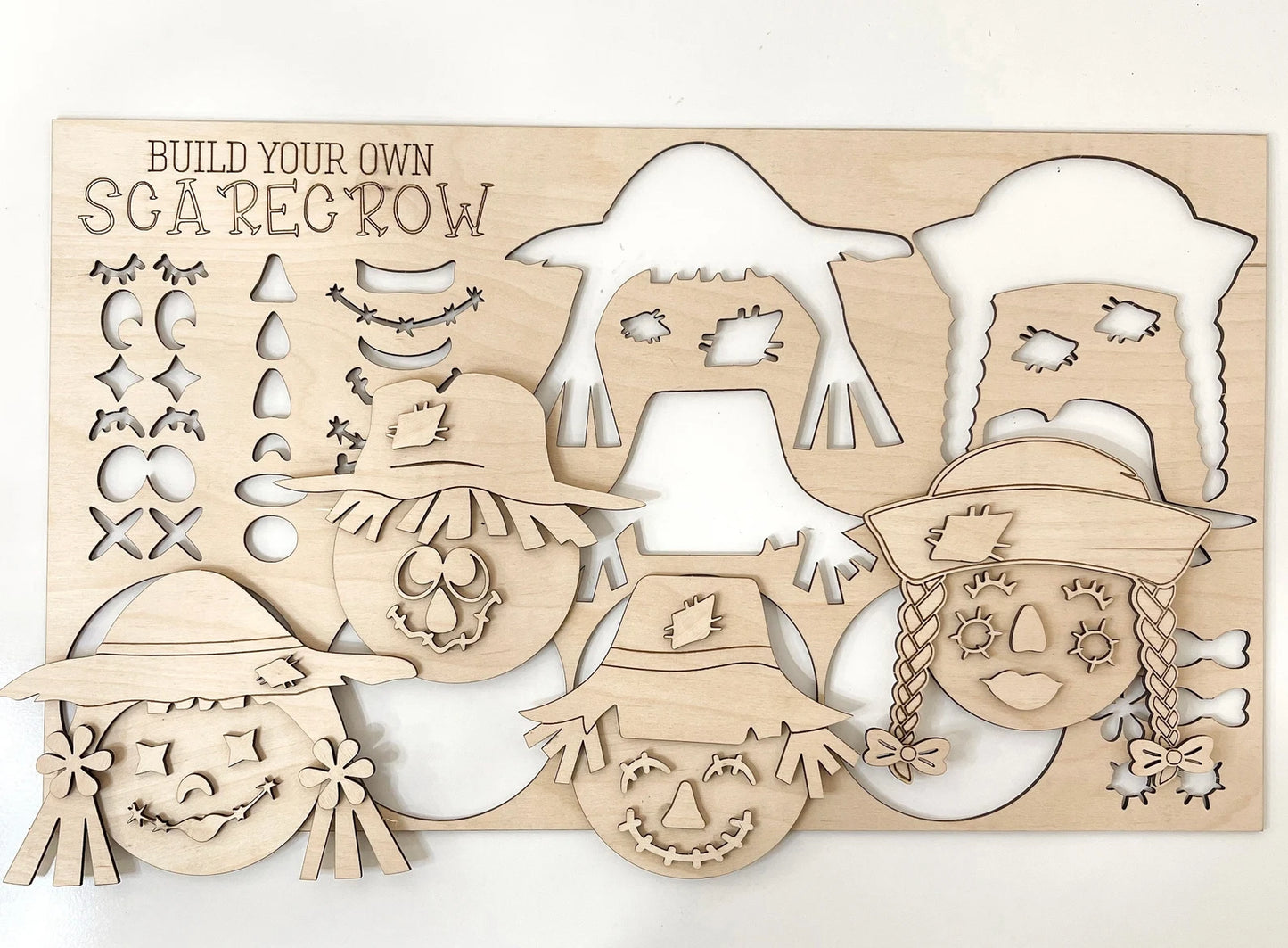 Interchangeable Build Your Own Scarecrow Laser Cut Digital File | Paint Kit | Color Kit | Magnet | Fall Craft | DIY Thanksgiving | Glowforge