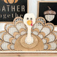 Freestanding and Shelf Sitter Rattan Thanksgiving Turkey Laser Digital Cut File | Cute Turkey | Boho Thanksgiving | Wood Turkey | Glowforge