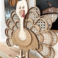 Freestanding and Shelf Sitter Rattan Thanksgiving Turkey Laser Digital Cut File | Cute Turkey | Boho Thanksgiving | Wood Turkey | Glowforge