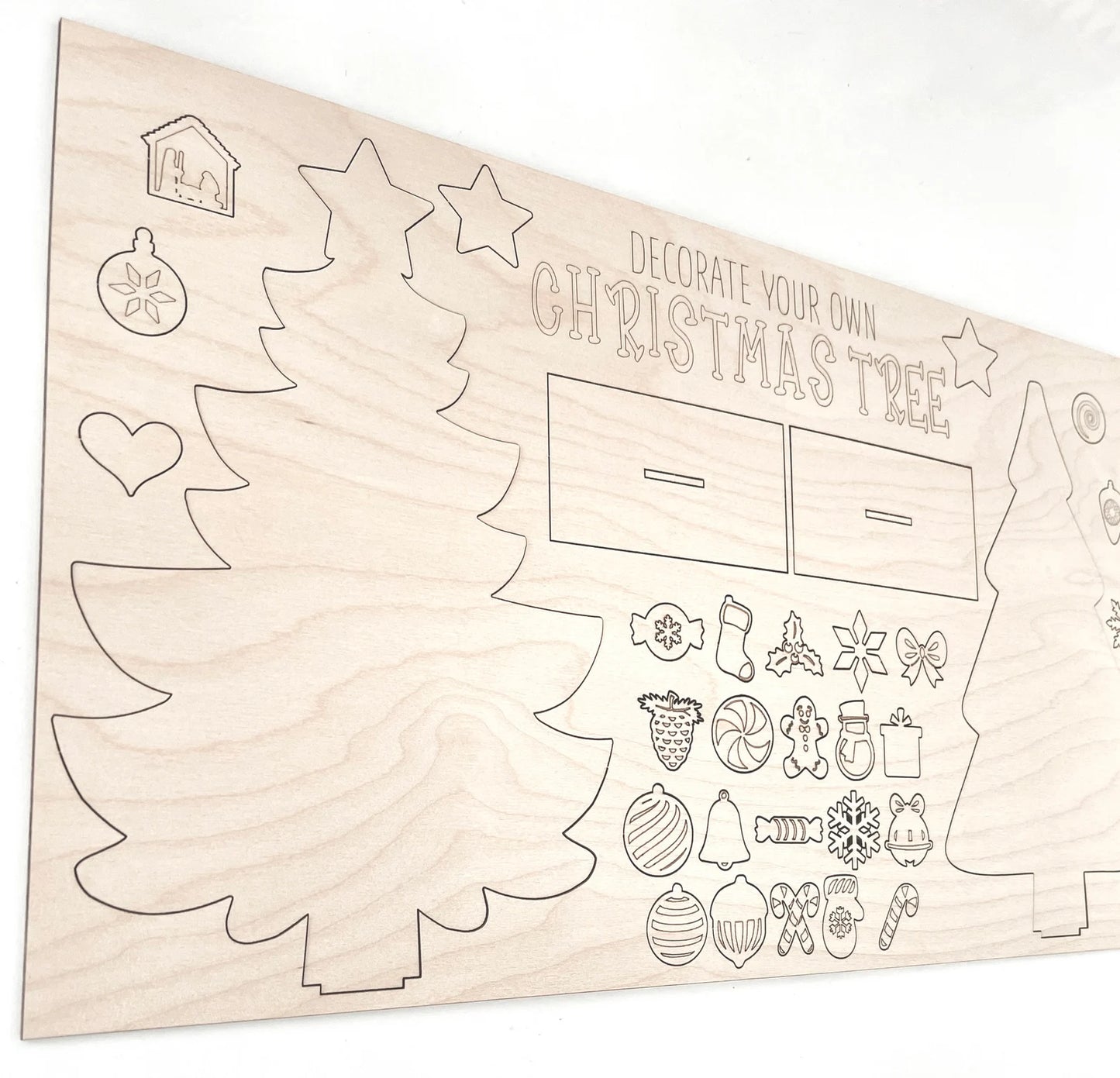 Interchangeable Decorate Your Own Christmas Tree Laser Cut Digital File | Cute Kid Christmas Activity | Holiday Craft | DIY Tree | Glowforge