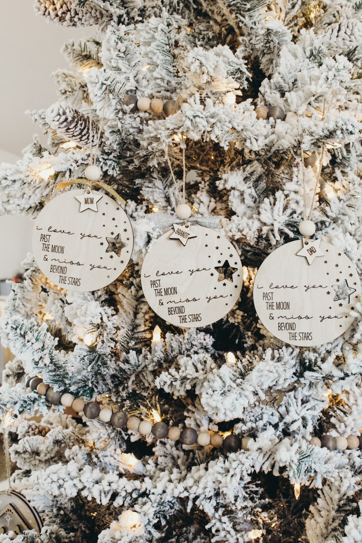 Customizable Memorial "I Love You Past the Moon and Miss You Beyond the Stars" Ornament Laser Cut Digital File | Memorial Gift | Glowforge