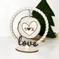 Customizable Wood Slice Love Initials Ornament / Charm and Stand Laser Cut Digital File | Keepsake Charm | Valentine's Day Gift | Glowforge