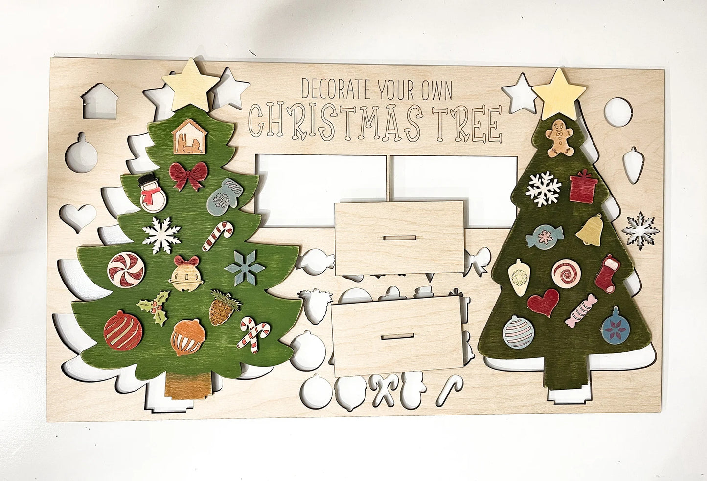 Interchangeable Decorate Your Own Christmas Tree Laser Cut Digital File | Cute Kid Christmas Activity | Holiday Craft | DIY Tree | Glowforge